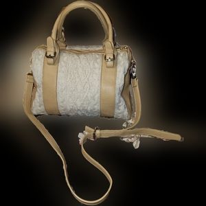 Beautiful Cream & Tan Satchel Purse